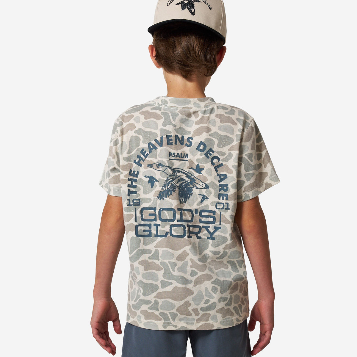 Burlebo YOUTH VINTAGE WASHED TEE - GOD'S GLORY - CLASSIC DEER CAMO