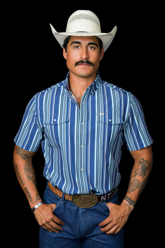 FERRELL MEN'S THE JAMES IN BLUE - SHORT SLEEVE SNAP