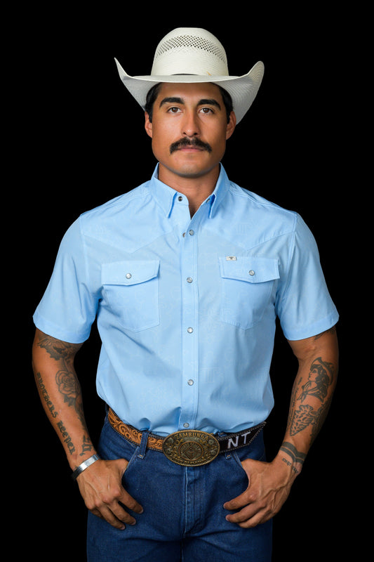 FERRELL MEN'S THE CARSON IN LIGHT BLUE - SHORT SLEEVE SNAP