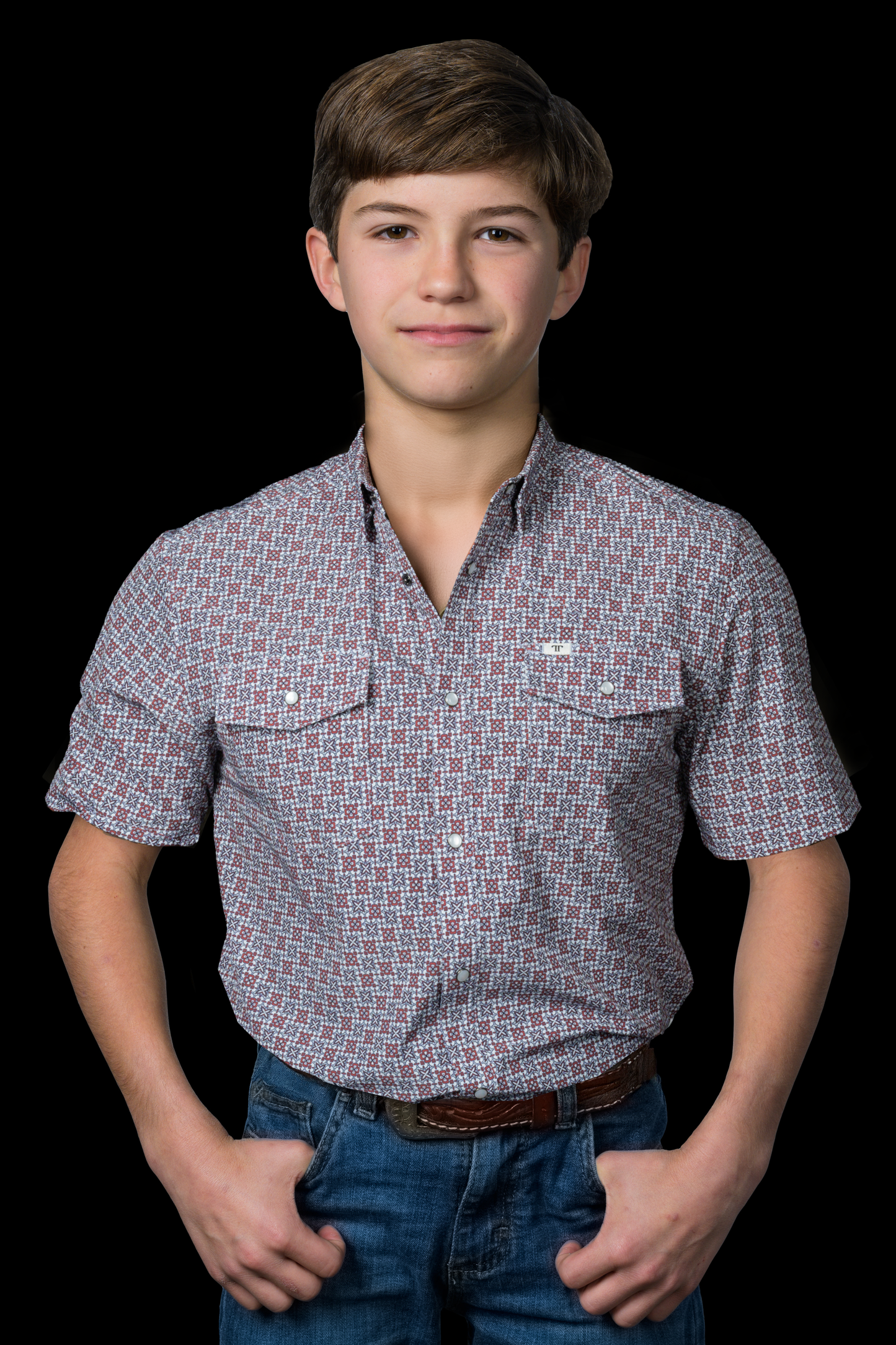FERRELL KID'S COLTON IN RED - SHORT SLEEVE SNAP