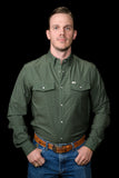 FERRELL MEN'S THE COLLIN IN GREEN - LONG SLEEVE SNAP SHIRT