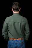 FERRELL MEN'S THE COLLIN IN GREEN - LONG SLEEVE SNAP SHIRT