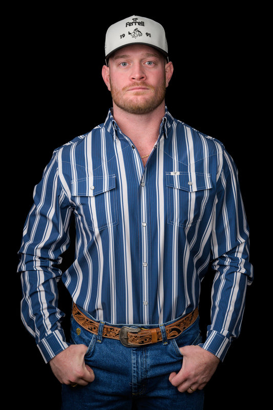 FERRELL MEN'S THE ATLAS IN BLUE - LONG SLEEVE SNAP SHIRT