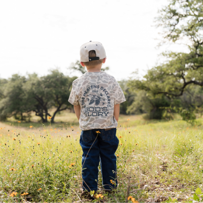 Burlebo YOUTH VINTAGE WASHED TEE - GOD'S GLORY - CLASSIC DEER CAMO