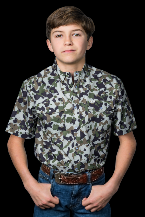 FERRELL KID'S CAMO 2.0 SHORT SLEEVE SNAP SHIRT