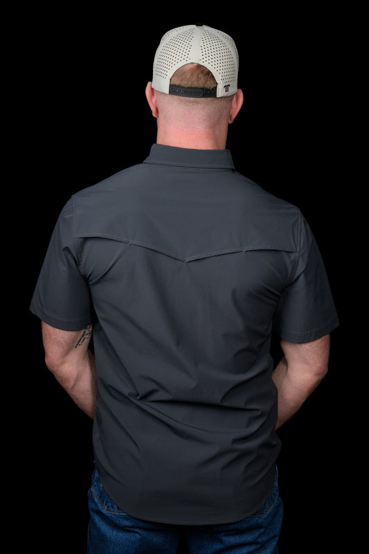 FERRELL MEN'S CORE GREY SHORT SLEEVE SNAP SHIRT