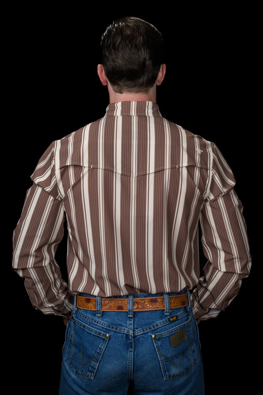 FERRELL MEN'S THE ATLAS IN BROWN - LONG SLEEVE SNAP SHIRT