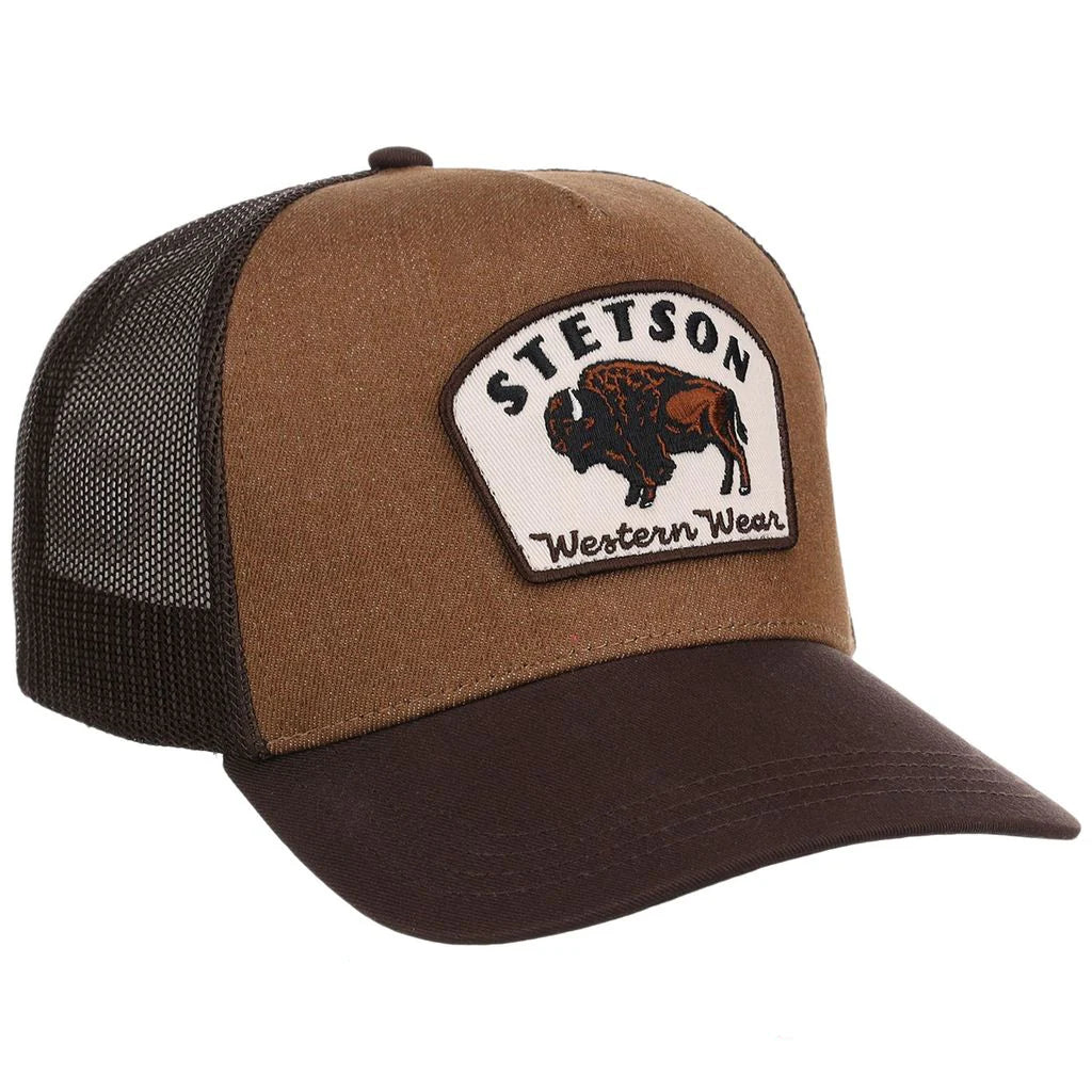 STETSON BISON PATCH TRUCKER CAP - BROWN