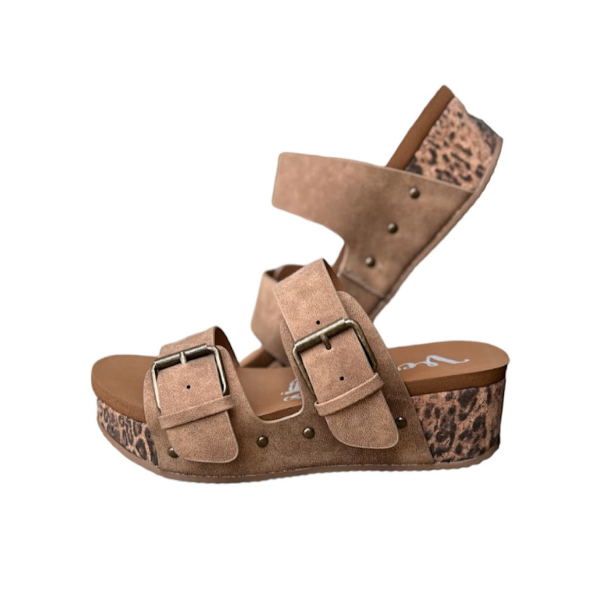 VERY G CHARLOTTE TAN LEOPARD WEDGE