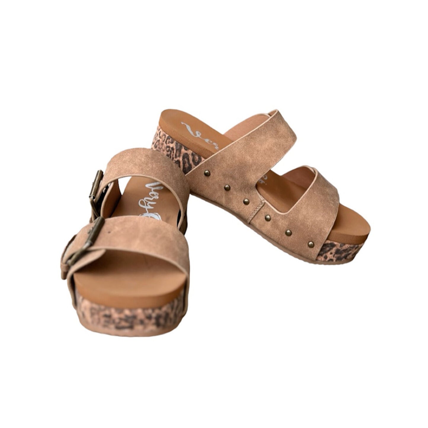 VERY G CHARLOTTE TAN LEOPARD WEDGE