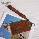 Wrangler Solid Color Key Chain Wristlet Card Wallet - Brown