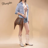 WRANGLER AZTEC EMBROIDERED CROSSBODY BAG - BROWN