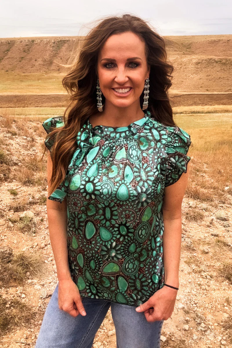 WILD CHARM TURQUOISE TOP