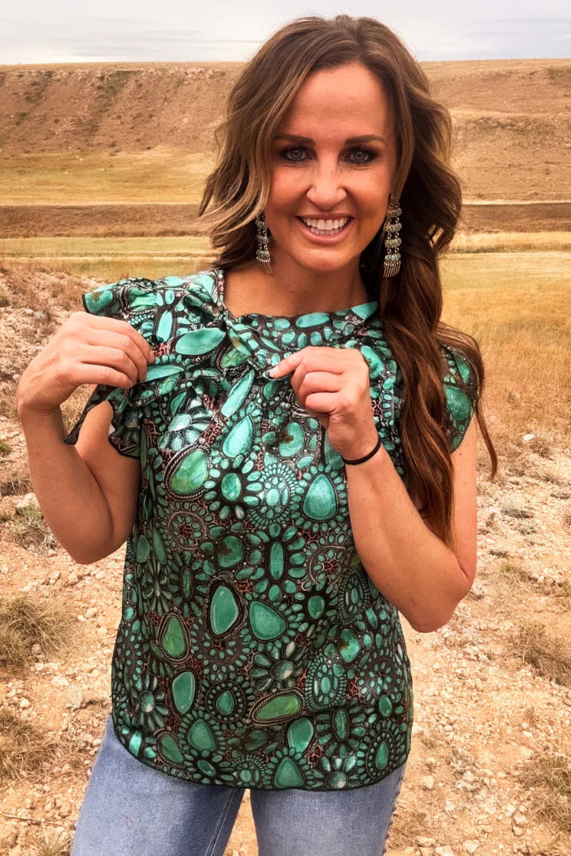 WILD CHARM TURQUOISE TOP