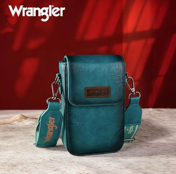 WRANGLER TURQUOISE CELL PHONE CROSS BODY BAG WITH CARD SLOTS