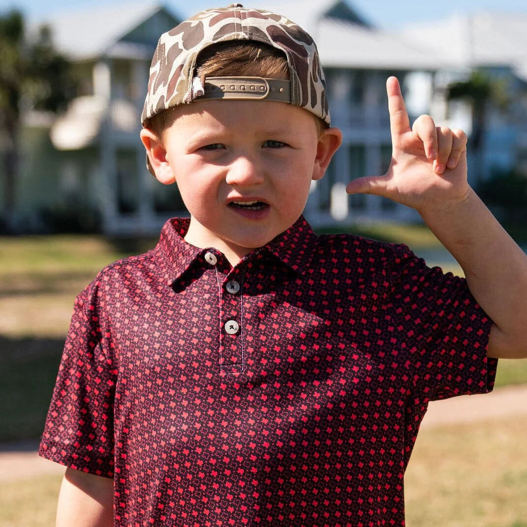 Burlebo Youth PERFORMANCE POLO TEXAS BLACK & RED