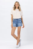 JUDY BLUE HIGH WAIST DISTRESSED SHORTS - MEDIUM STONE