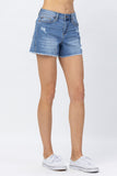 JUDY BLUE HIGH WAIST DISTRESSED SHORTS - MEDIUM STONE