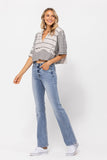 JUDY BLUE NON DISTRESSED MID RISE BOOTCUT JEANS - LIGHT STONE