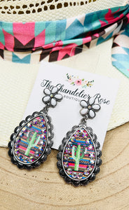 TEARDROP CACTUS WITH RHINESTONE EARRINGS