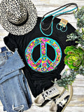 FLORAL PEACE TEE - SOLID BLACK