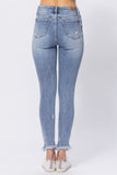 JUDY BLUE HIGH RISE DESTROYED SHARK HEM SKINNY