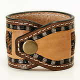 American Darling Leather Tooled Beaded Bracelet - ADBRF141