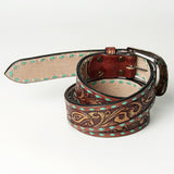 American Darling Leather Tooled Belt - ADBLF115