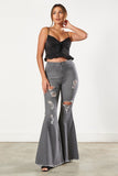 TOO FLARE TO CARE JEANS - GREY STONE