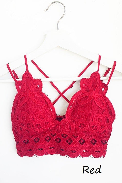 FLORAL LACE BRALETTE - RED