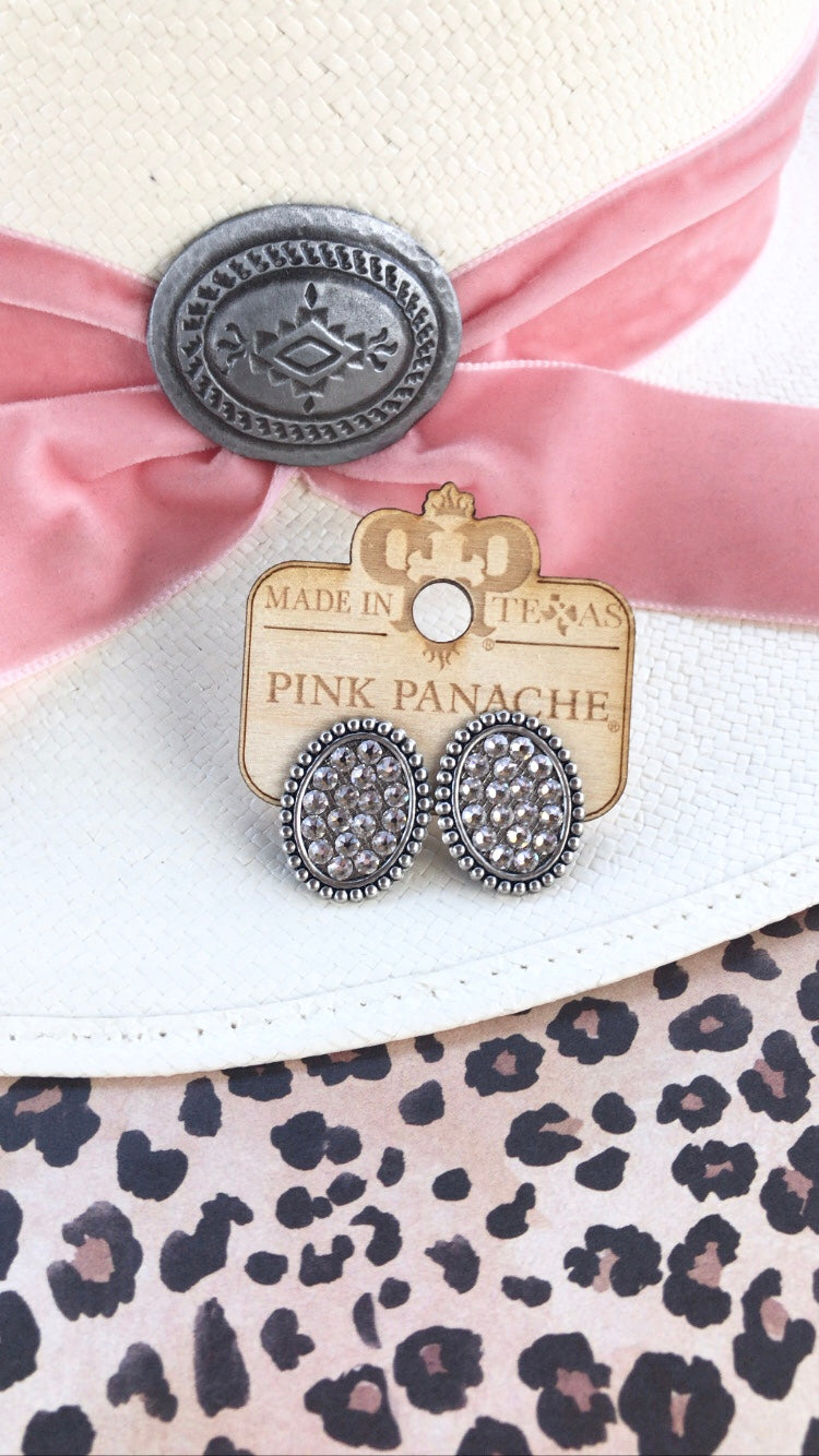 PINK PANCHE SILVER MINI OVAL POST EARRING - E420SAB