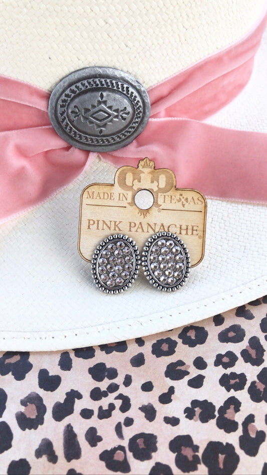 PINK PANCHE SILVER MINI OVAL POST EARRING - E420SAB