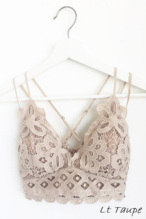 FLORAL LACE BRALETTE - LIGHT TAUPE