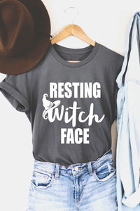 RESTING WITCH FACE TEE - CHARCOAL