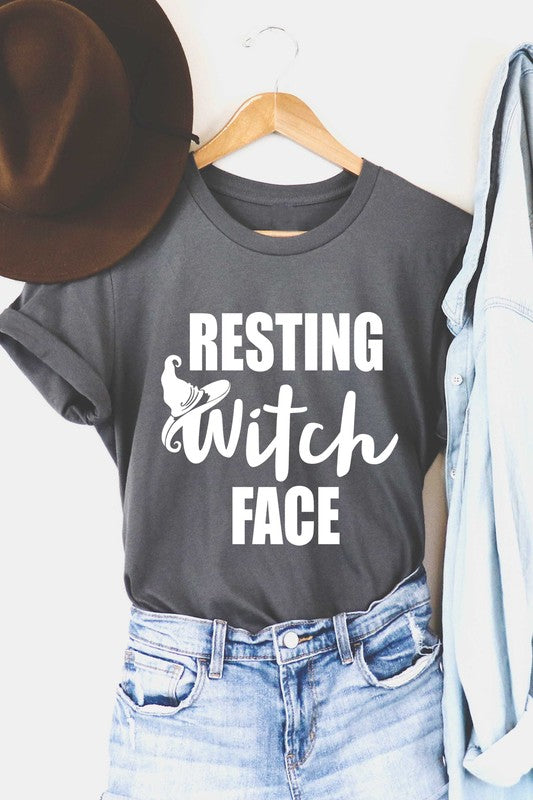 RESTING WITCH FACE TEE - CHARCOAL