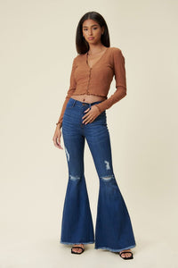 ALL OR NOTHING FLARE JEANS - MEDIUM STONE