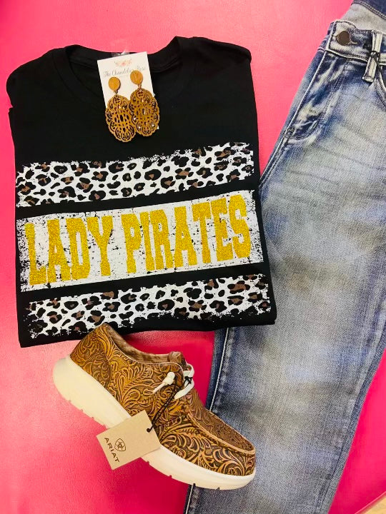 LADY PIRATES LEOPARD AND GLITTER TEE