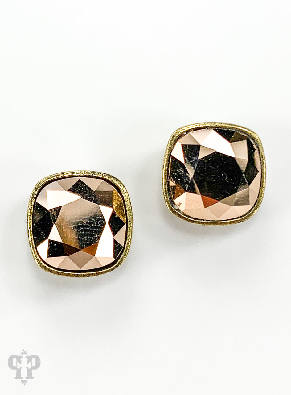 PINK PANACHE 10MM ROSE GOLD CUSHION STUD EARRINGS - E509BRG