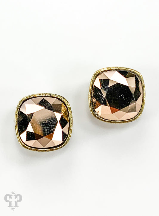 PINK PANACHE 10MM ROSE GOLD CUSHION STUD EARRINGS - E509BRG