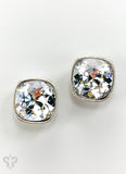 PINK PANACHE 10MM CLEAR CUSHION STUD EARRINGS - E509SCL