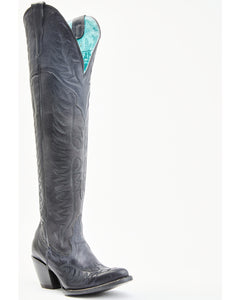 CORRAL WOMEN'S BLACK EMBROIDERY TALL WESTERN BOOTS - SNIP TOE E1506