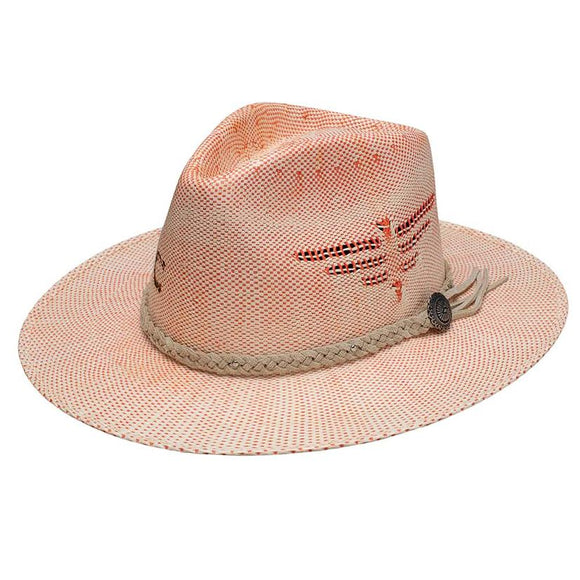 CHARLIE 1 HORSE TOPO CHICO STRAW HAT - CORAL/NATURAL