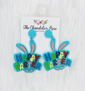 HAPPY EASTER EARRINGS - BLUE