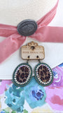 PINK PANCHE BRONZE TURQOUISE OVAL AB CRYSTAL EARRINGS - TABLE