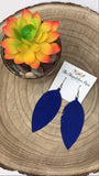 Genuine Leather Leaf Earrings - BLUE