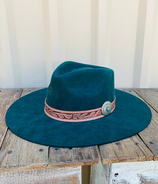 CHARLIE 1 HORSE WHITE SANDS GREEN FELT HAT