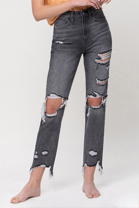 THE SALTWATER SUPER HIGH RISE DISTRESSED STRAIGHT ANKLE JEAN