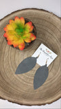 Genuine Leather Leaf Earrings - Light Grey