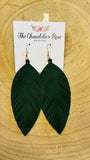Genuine Leather Leaf Earrings - OLIVE