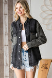 LEOPARD PRINT SLEEVE BLACK DENIM JACKET